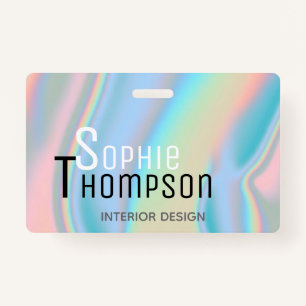 Badge Marbre liquide holographique moderne