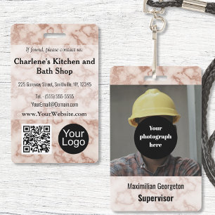 Badge Marbre Marron Rustique ID
