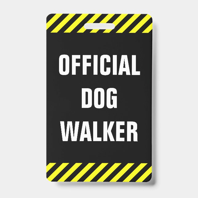 Badge "MARCHEUR OFFICIEL DE CHIEN" ; Insigne noir et (Avant)