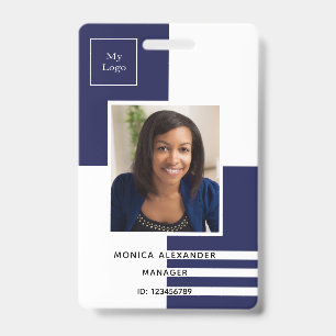 Badge Marine bleu profil blanc photo entreprise