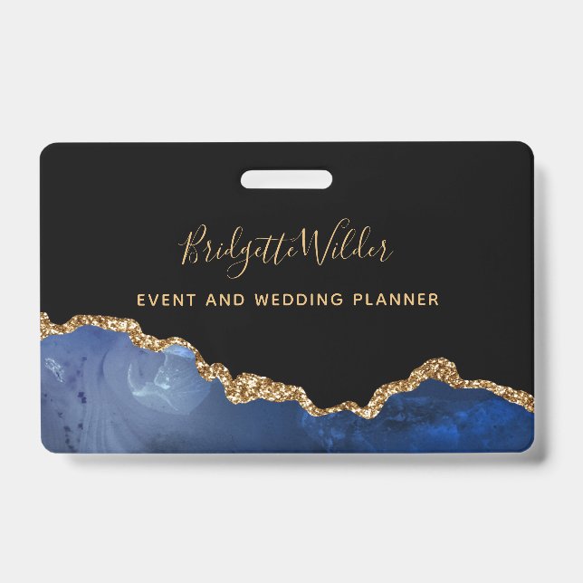 Badge Marine Blue Black Gold Foil Agate Event Planner Ba (Avant)