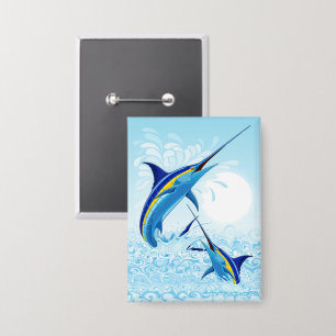 Badge Marlin Bleu Jaillissant de l'Océan