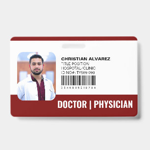 Badge Médecin de l'hôpital personnalisé en rouge