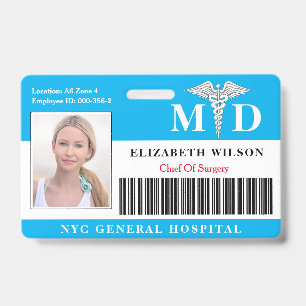 Badge Médecin MD   ID photo de l'employé médical de l'hô