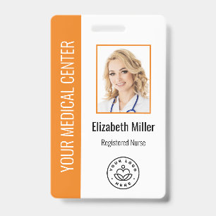 Badge Médecin personnalisé Photo & Texte Orange