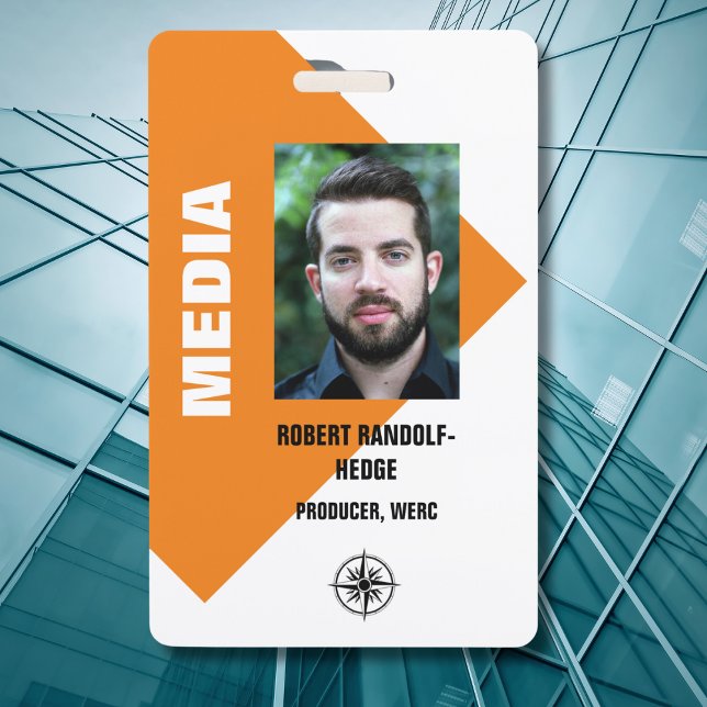 BADGE MÉDIAS D'ENTREPRISE I.D. ÉVÉNEMENT PRESSE PASS (Media Photo ID Badge
)