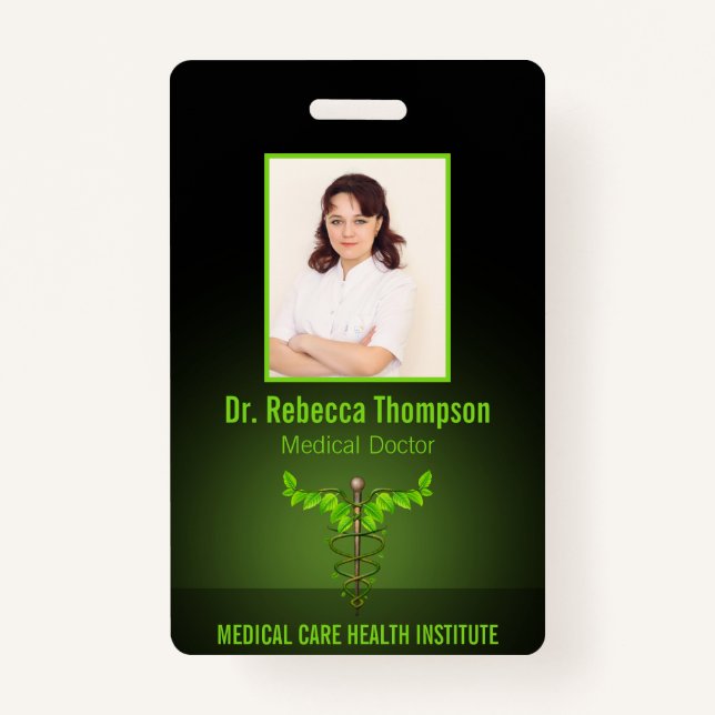 Badge Médicale holistique alternatif Caduceus Feuilles v (Devant)