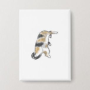 Badge Mignon Dessin de Chat Drôle Patte Levée Toilettage