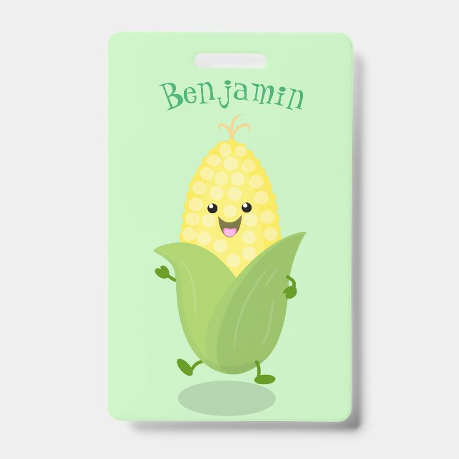 Badge Mignon épi de maïs de dessin animé personnalisé he (Avant)