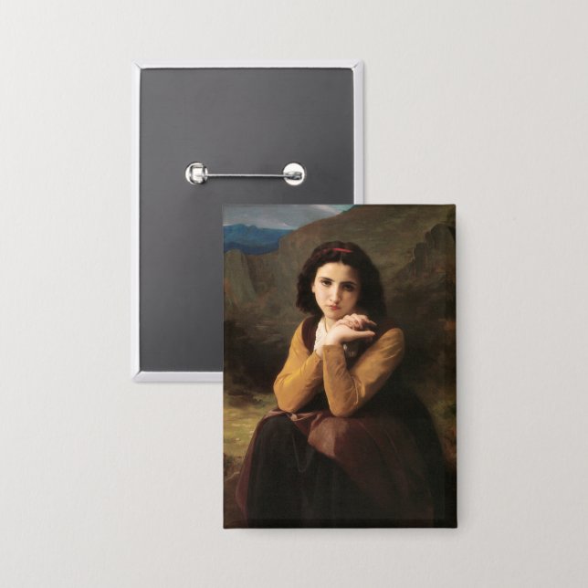 Badge Mignon Innocence d'une adolescente, Bouguereau (Recto/Verso)