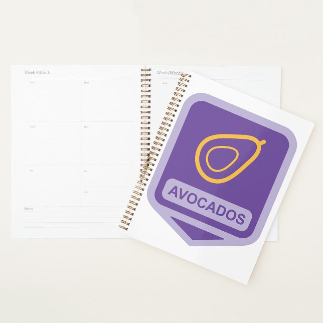 Badge minimaliste Avocado en violet et or (Créateur téléchargé)