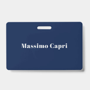 Badge Minimaliste Bleu Foncé Élégant Propre Nom Texte Gr