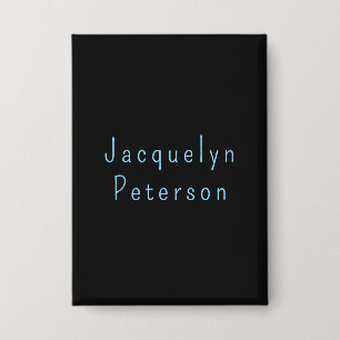 Badge Minimaliste Neutre Bleu Noir Élégant Nom Moderne