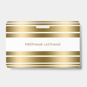 Badge Minimaliste rayures or et blanc