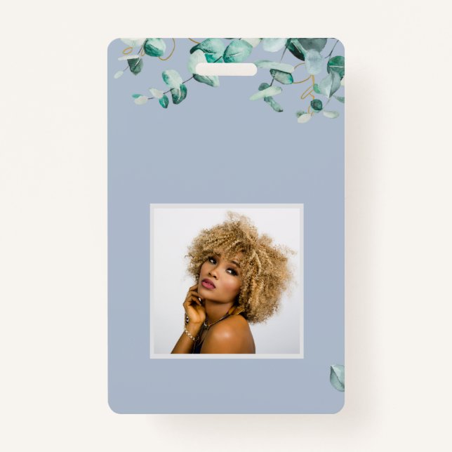 Badge Modèle blanc bleu Dusty Eucalyptus (Devant)