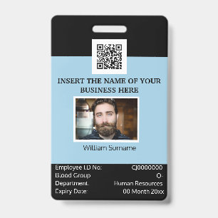 Badge Modèle de carte d'identité d'employé CUSTOM double