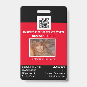 Badge Modèle de carte d'identité d'employé CUSTOM double