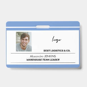 Badge Modèle de code à barres de logo de photo de nom d'