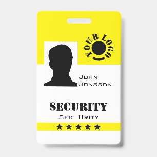Badge Modèle de code du logo de photo noir jaune classiq