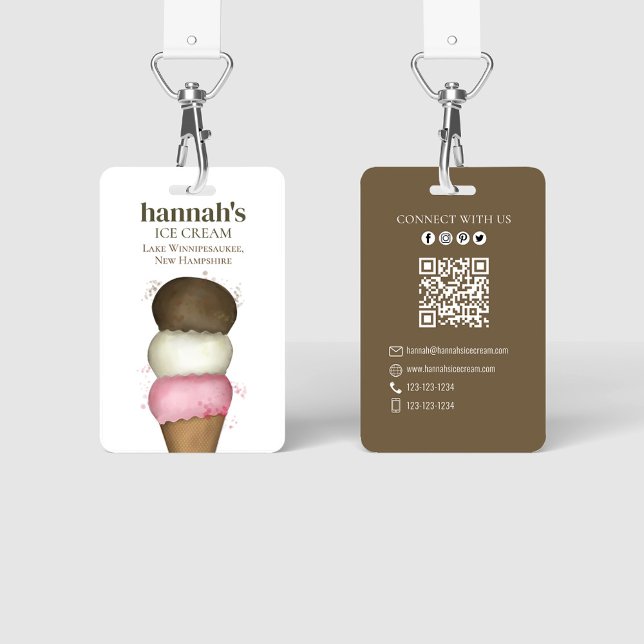 Badge Modèle de code QR du cône de crème glacée d'entrep (Business Bade Ice Cream Cone)