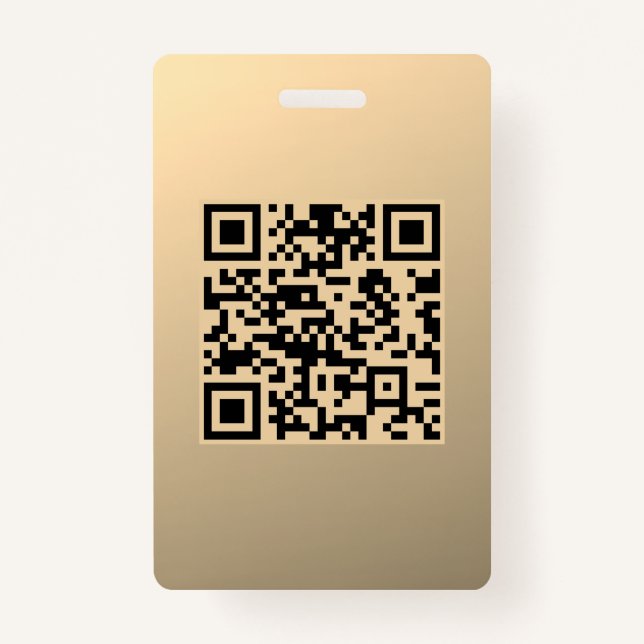 Badge Modèle de code QR immédiatement modifiable | Or Fa (Devant)