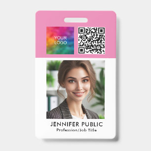 Badge Modèle de logo de code QR d'entreprise d'employé p