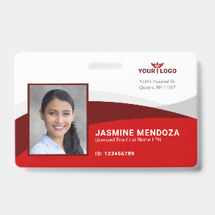 Badge Modèle de logo horizontal rouge Nom de l'employé I