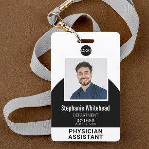 Badge Modèle de logo Photo Nom de l'employé ID Noir