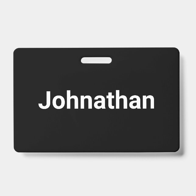 Badge Modèle de nom simple noir et blanc (Avant)