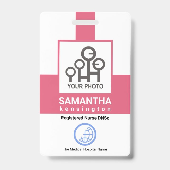 Badge Modèle de photo de l'infirmière de l'équipe de la  (Avant)