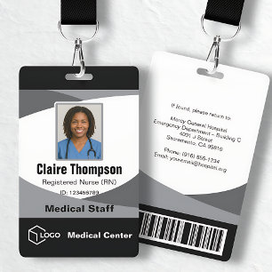 Badge Modèle de photo professionnel gris noir ID