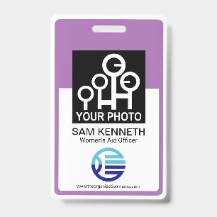 Badge Modèle d'identification de photo d'employé avec ca