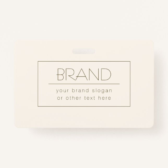 Badge Modèle élégant et modifiable | Blanc cassé et Brow (Devant)