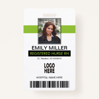Badge modèle photo vert Médicale employé id cime verte