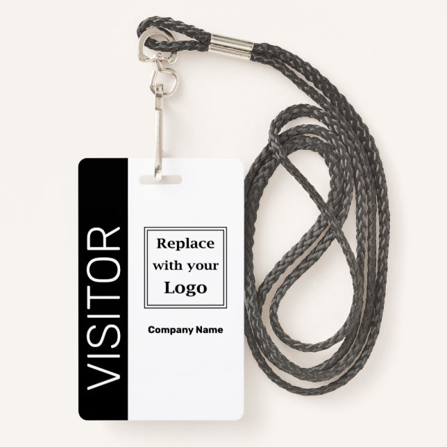 Badge Modèles de l'insigne du logo du visiteur d'affaire (Devant avec lanière)