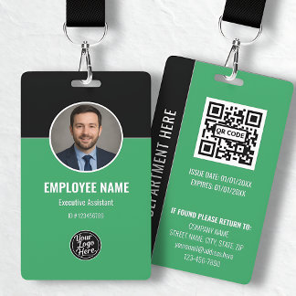 Badge Modern Black Green Employee Identification Card