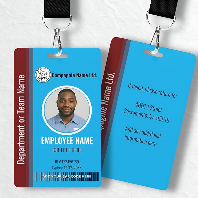 Badge Modern Blue & Maroon Employee Professional ID (Modern Blue & Maroon Employee Professional ID Badge)