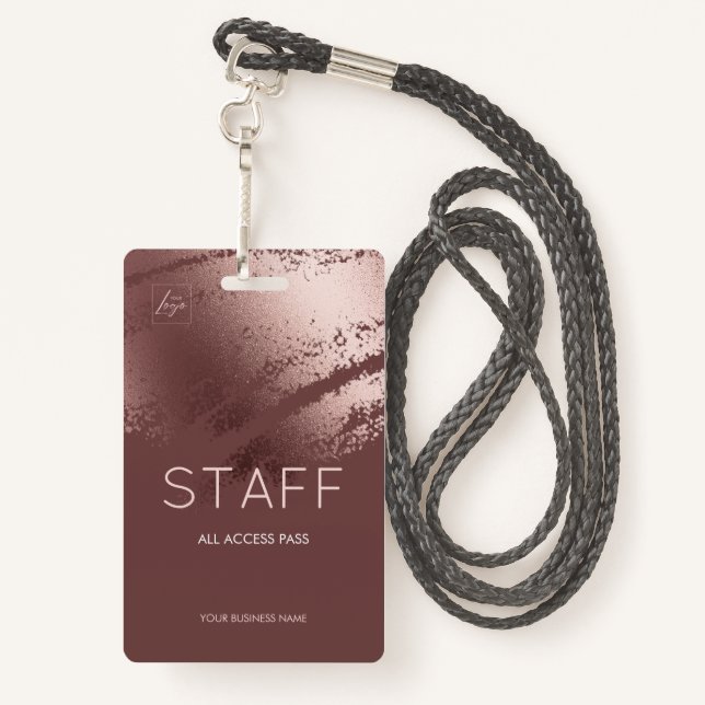Badge Modern Bronze Business Logo Staff ID (Derrière avec lanière)