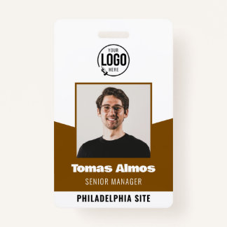 Badge Modern Brown Employee Photo ID Company Security