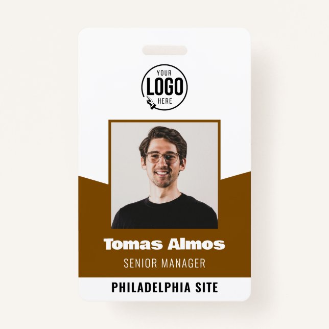Badge Modern Brown Employee Photo ID Company Security (Devant)