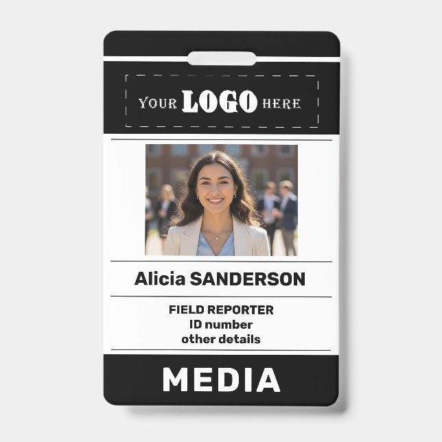 Badge Modern media press custom logo photo black ID (Avant)