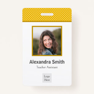 Badge Modern Simple Yellow White Polka Dots Professional