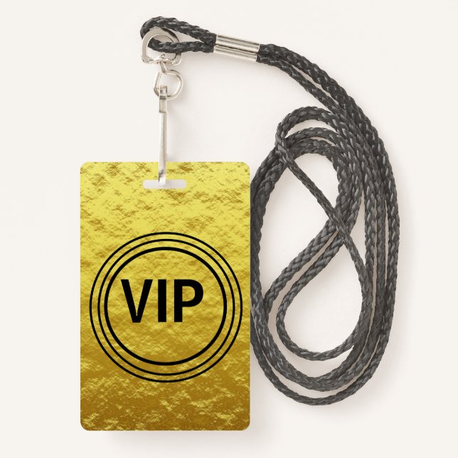Badge Moderne Personnalisé Gold VIP All Access Concert (Devant avec lanière)