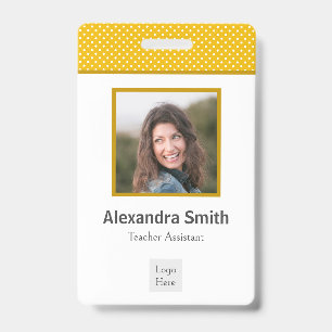 Badge Moderne Simple Jaune Blanc Points Professionnel
