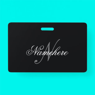 Badge Monogramme de nom personnalisé noir et blanc uniqu