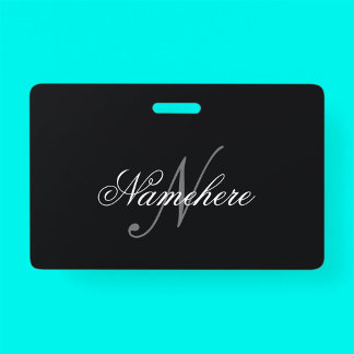 Badge Monogramme de nom personnalisé noir et blanc uniqu