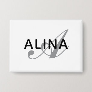 Badge Monogramme de nom personnalisé simple Rectangle 3,