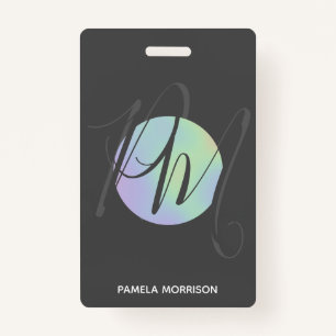 Badge Monogramme du cercle holographique moderne - Insig
