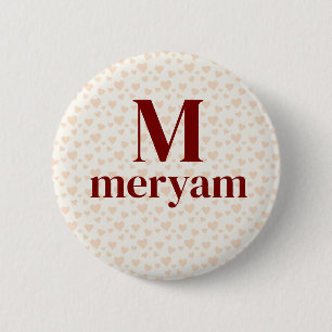 Badge Monogramme Meryam avec fond de coeurs