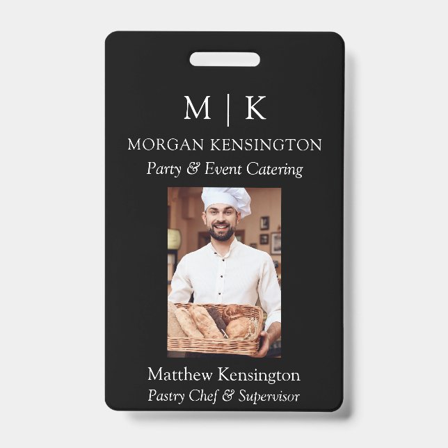 Badge Monogramme ou ajouter un logo Business Black ou ch (Avant)